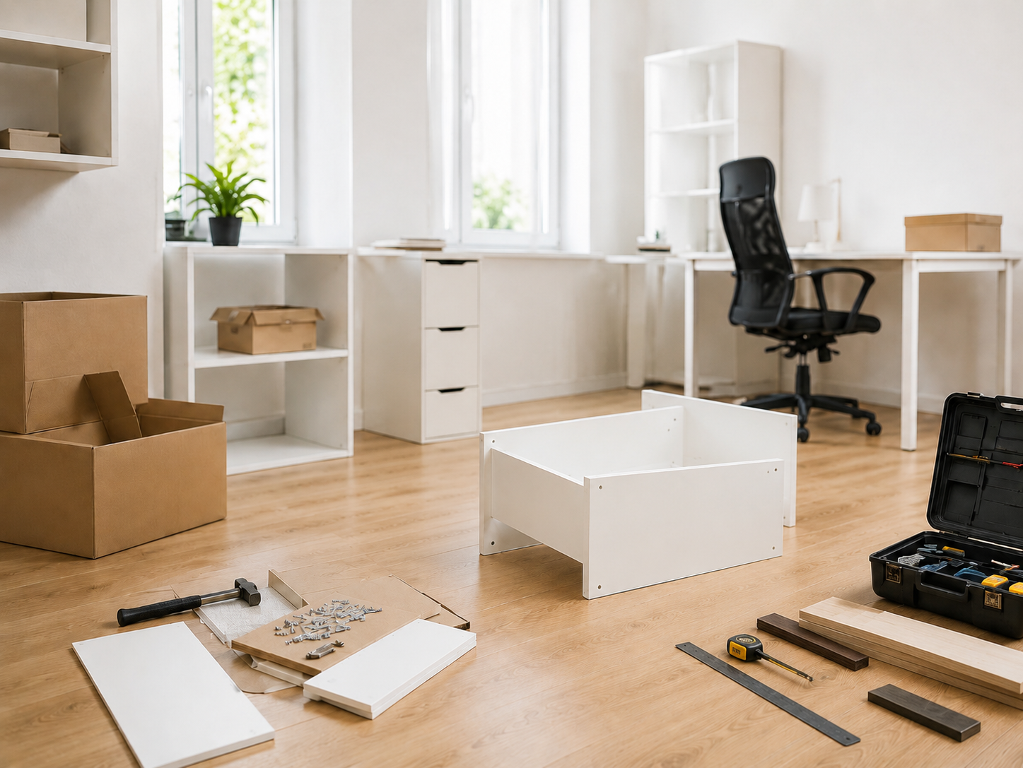 Montage und Einrichtung eines Wohnraums